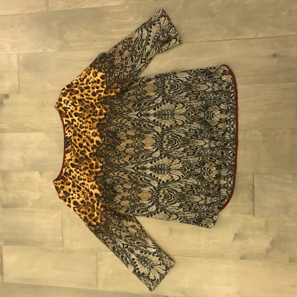 Talbots Cheetah/Lace Print Blouse
